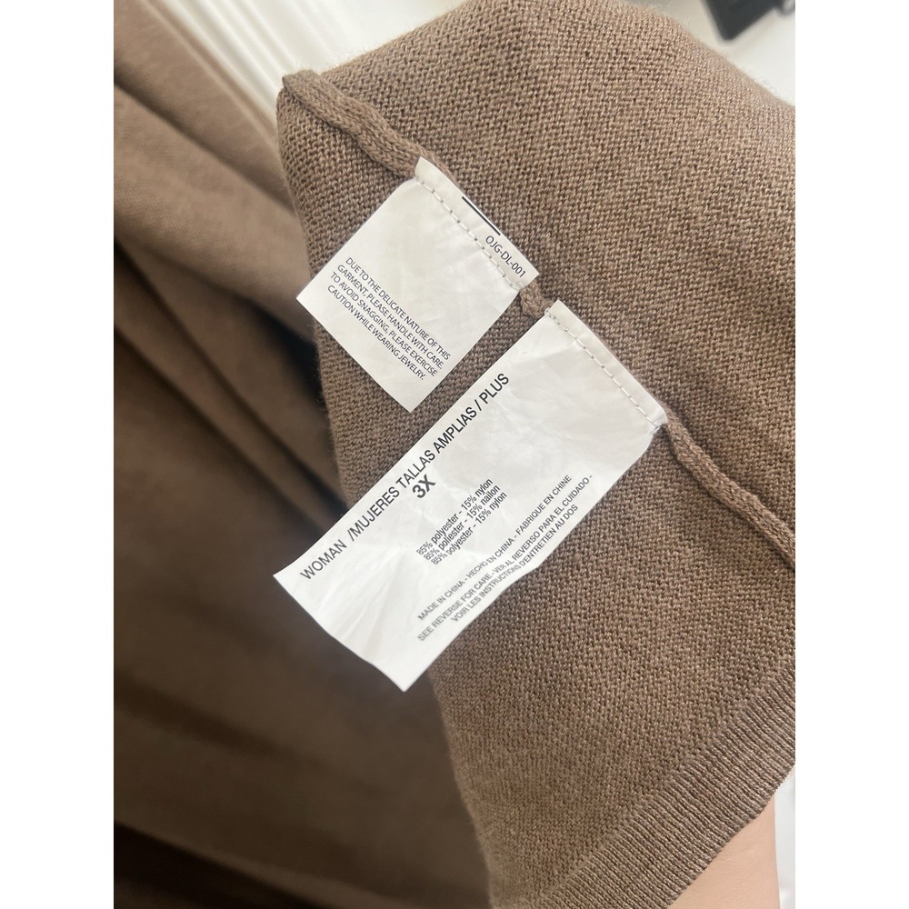 Nine West Jeans Open Front Cardigan Plus Size 3X Brown Soft Knit Cozy Sweater - Picture 7 of 7